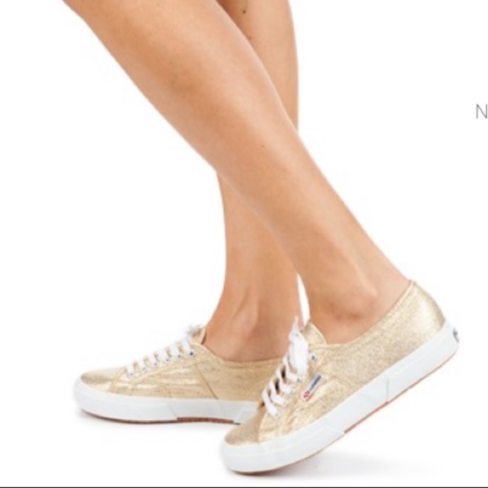 SUPERGA Gold Shimmery Shoes
